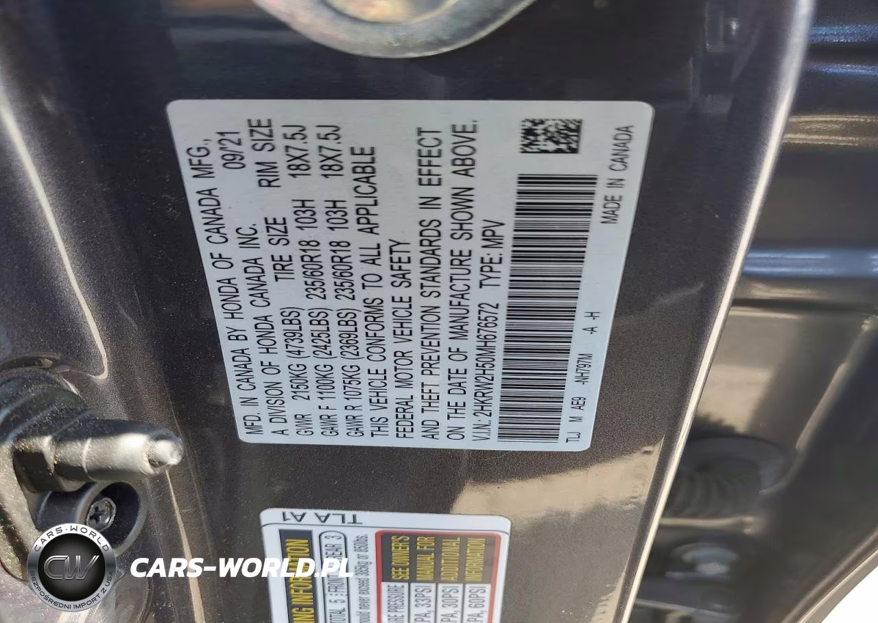 2021 Honda Cr-V Ex VIN:2HKRW2H50MH676572 - 12