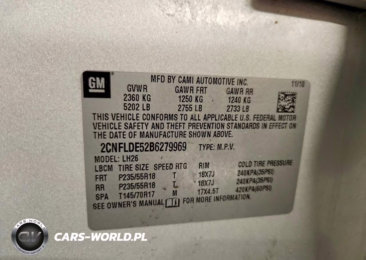 2011 Chevrolet Equinox Lt VIN:2CNFLDE52B6279969 - 13