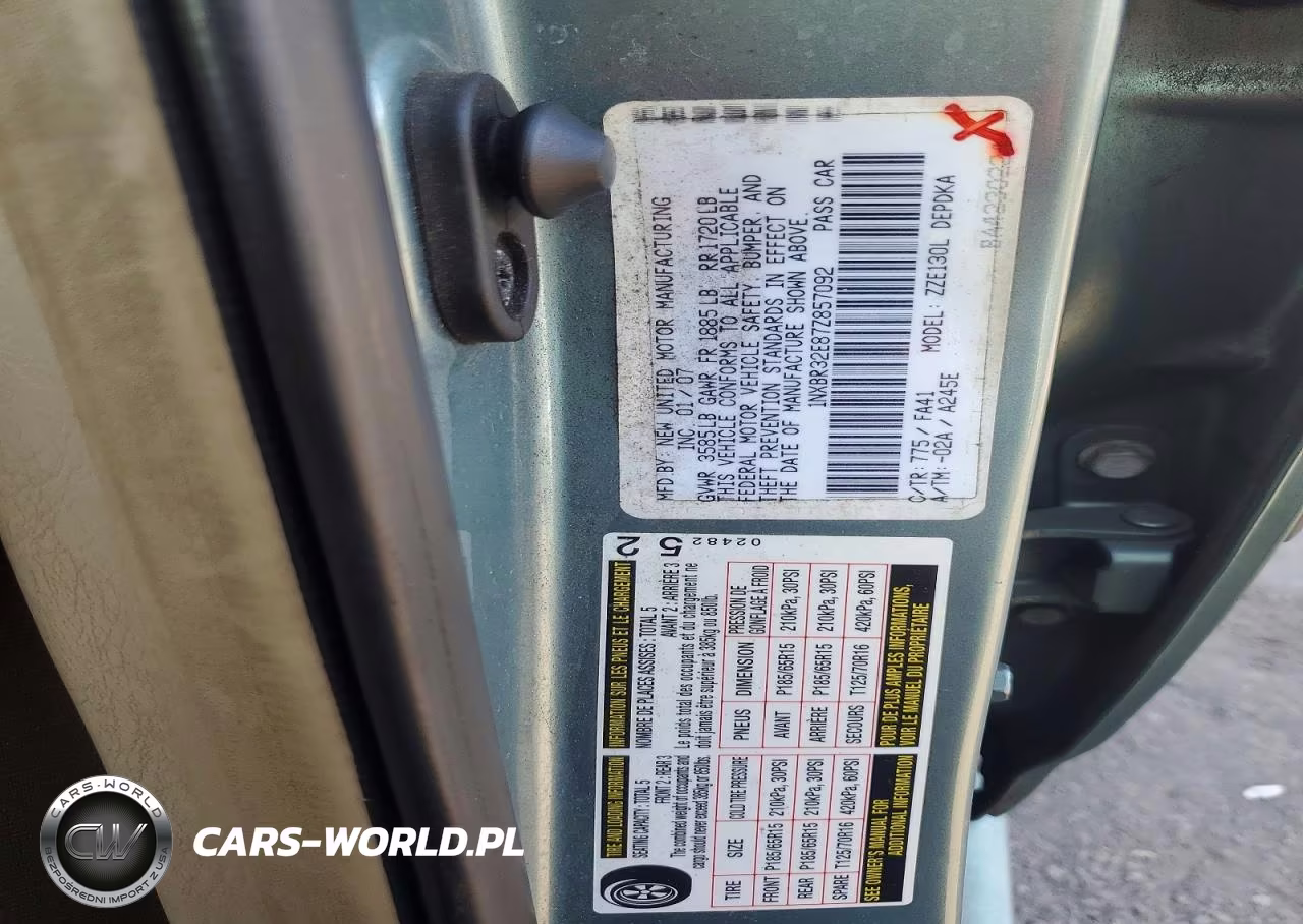 2007 Toyota Corolla Ce VIN:1NXBR32E87Z857092 - 12