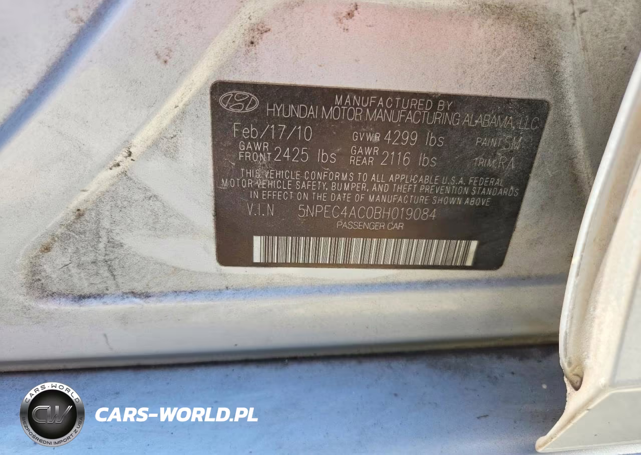 2011 Hyundai Sonata Se VIN:5NPEC4AC0BH019084 - 12