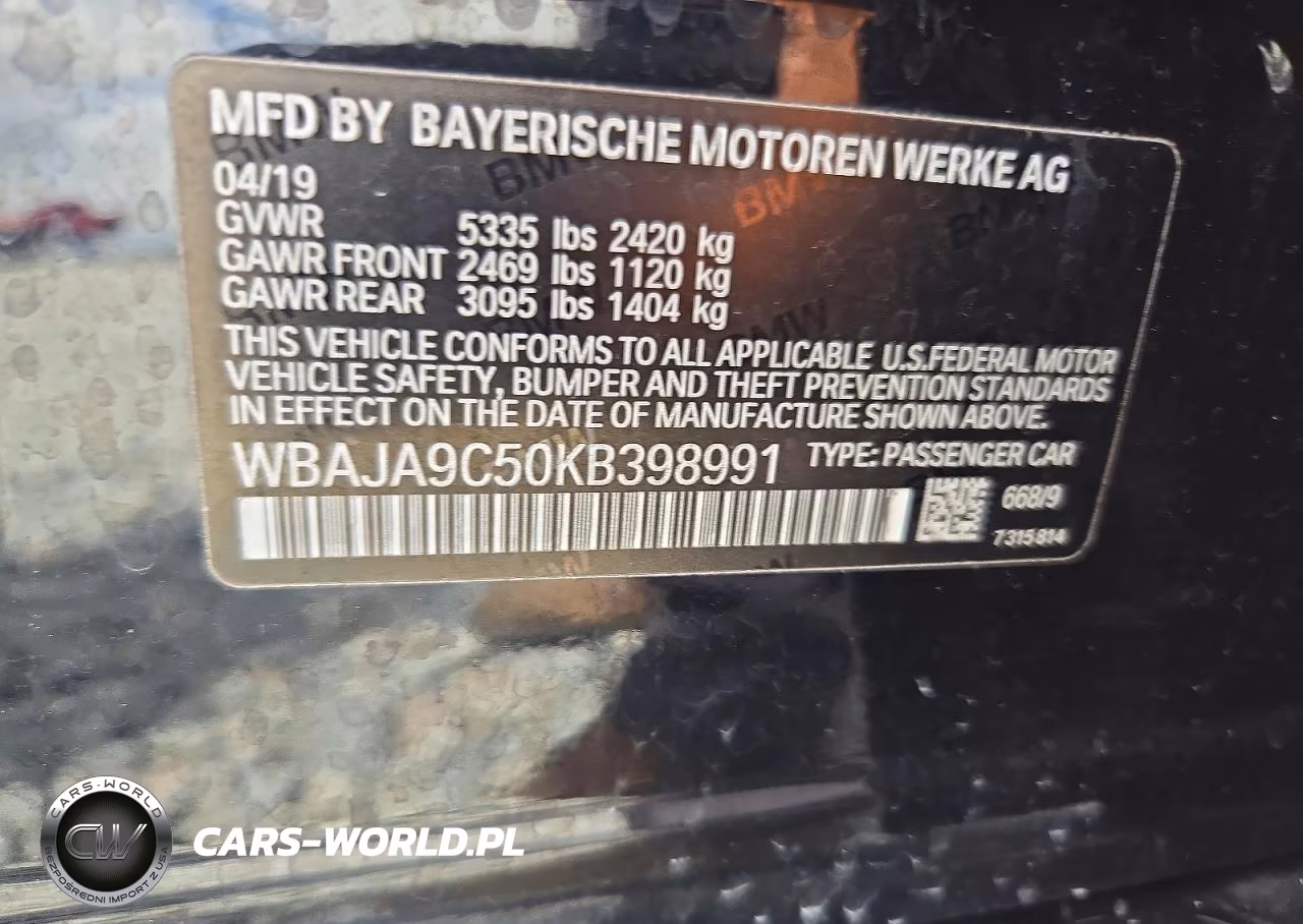 2019 BMW 530E VIN:WBAJA9C50KB398991 - 12