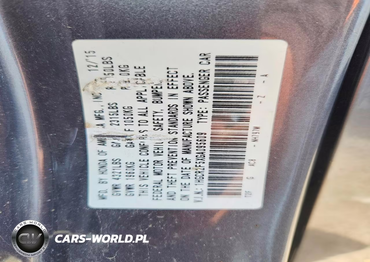 2016 Honda Accord Sport VIN:1HGCR2F5XGA095609 - 12