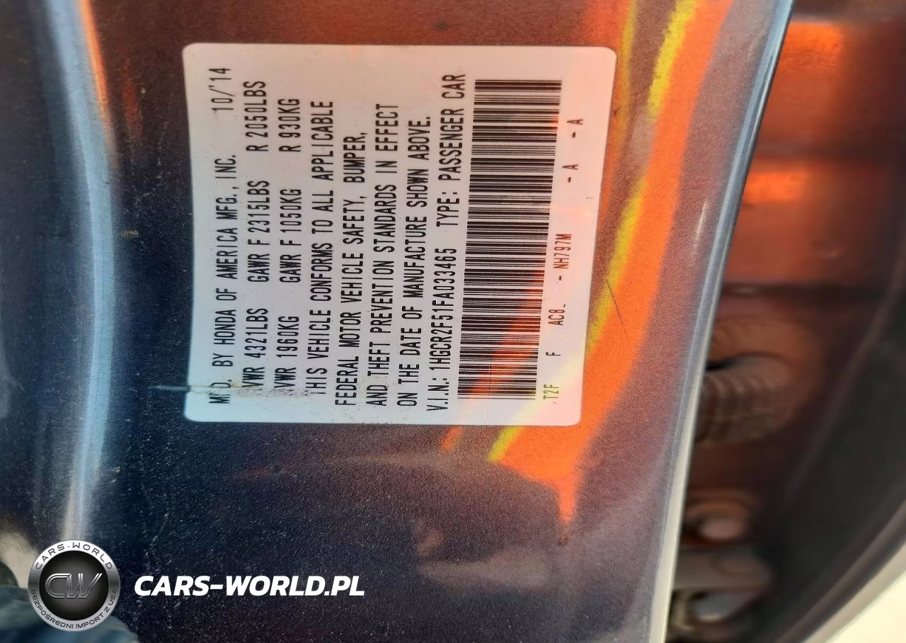 2015 Honda Accord Sport VIN:1HGCR2F51FA033465 - 12