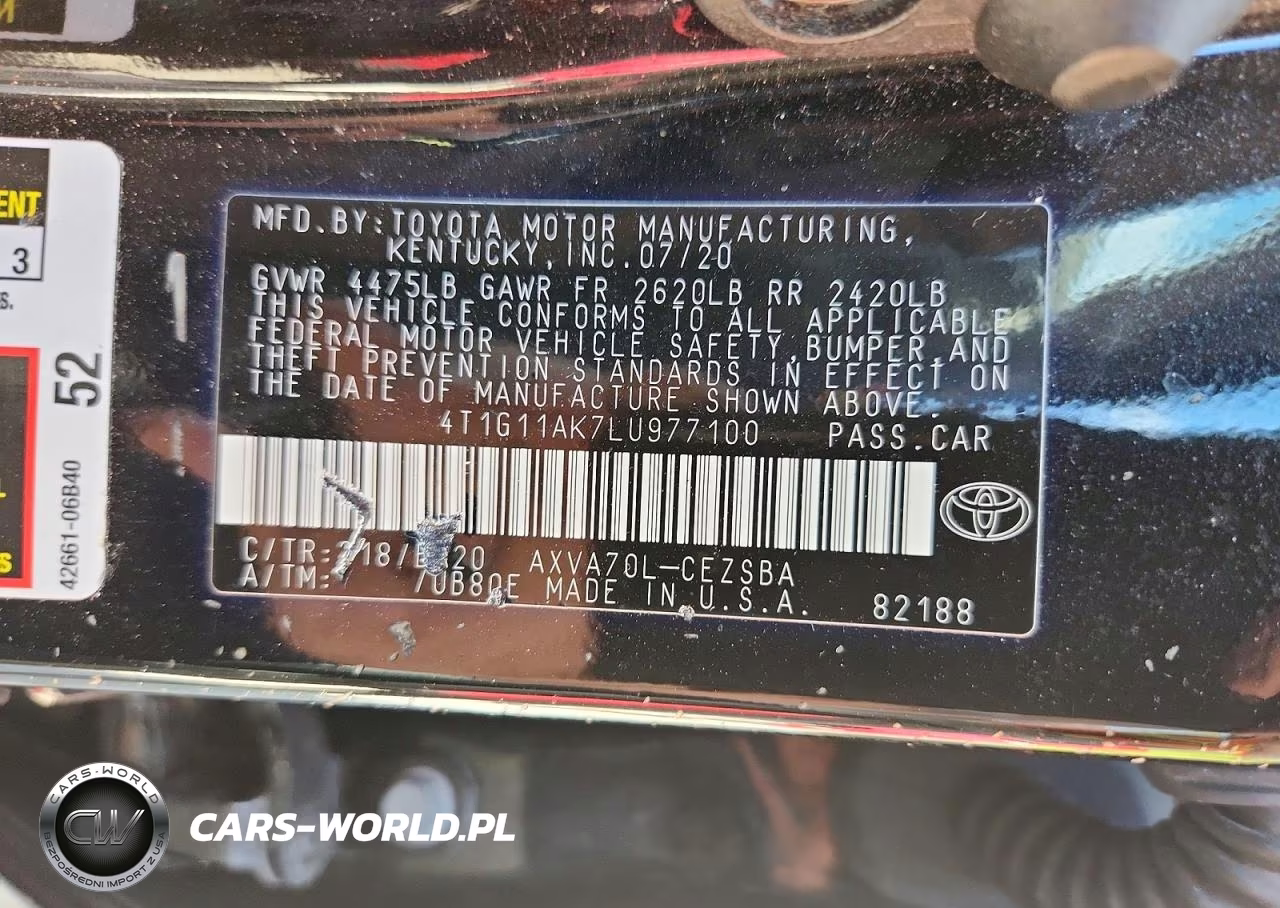 2020 Toyota Camry Se VIN:4T1G11AK7LU977100 - 12