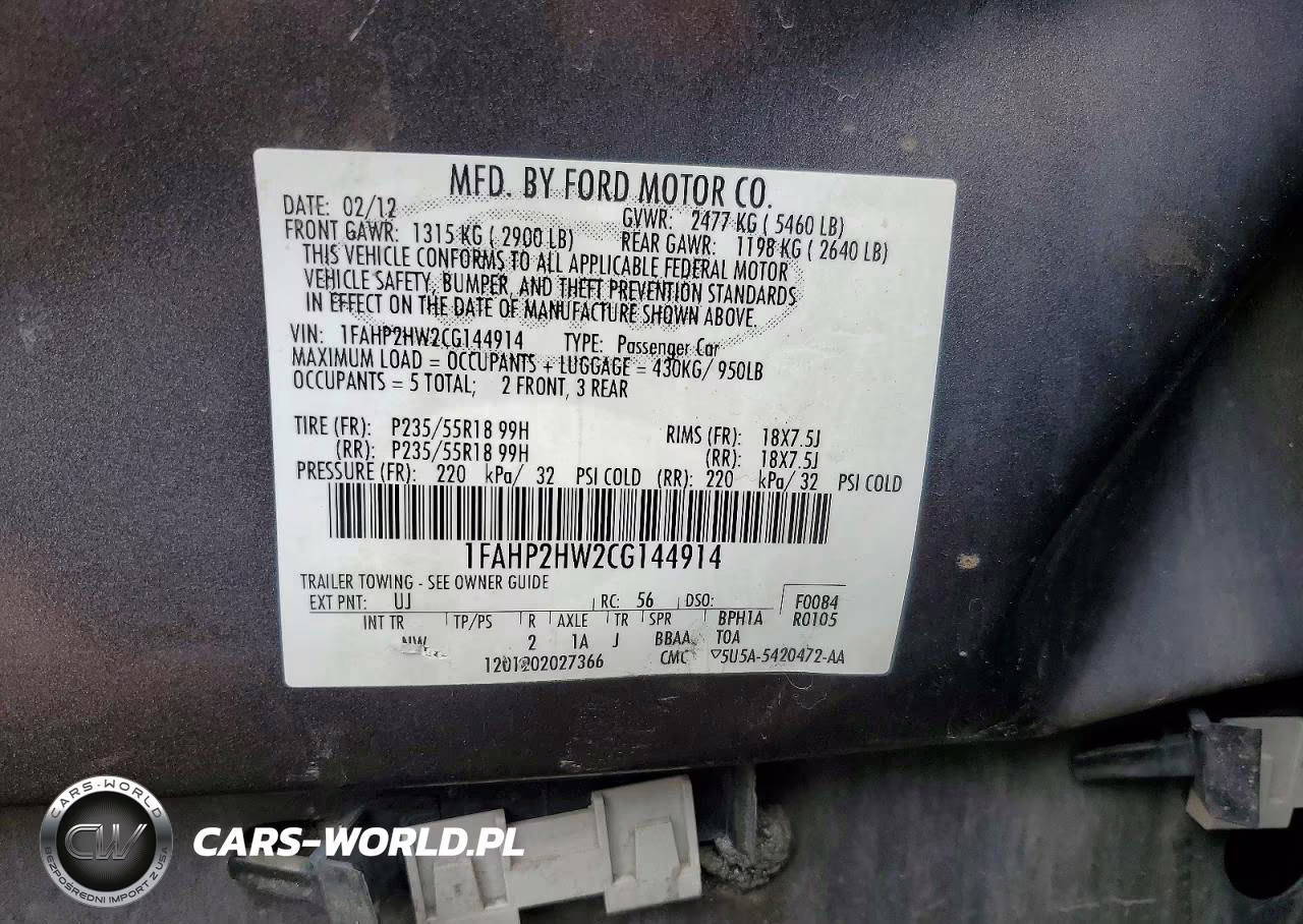 2012 Ford Taurus Sel VIN:1FAHP2HW2CG144914 - 12