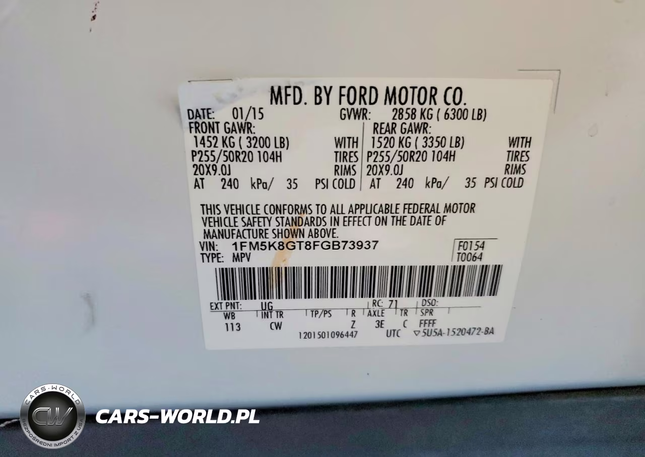 2015 Ford Explorer Sport VIN:1FM5K8GT8FGB73937 - 14