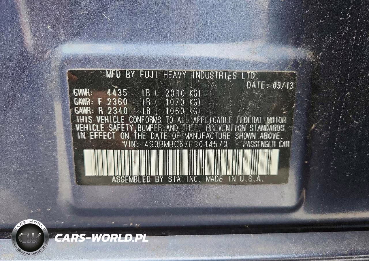 2014 Subaru Legacy 2.5I Premium VIN:4S3BMBC67E3014573 - 12