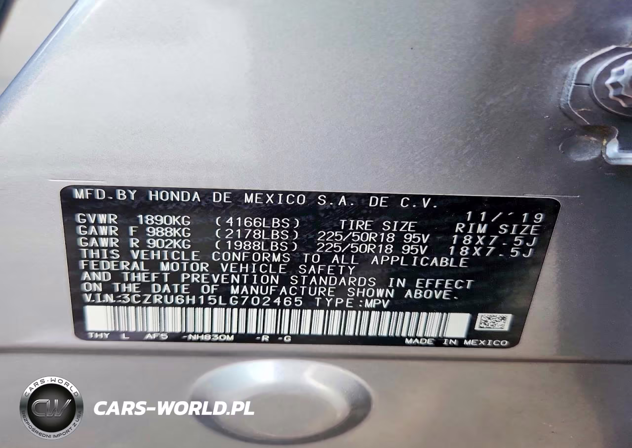 2020 Honda Hr-V Awd Sport VIN:3CZRU6H15LG702465 - 13