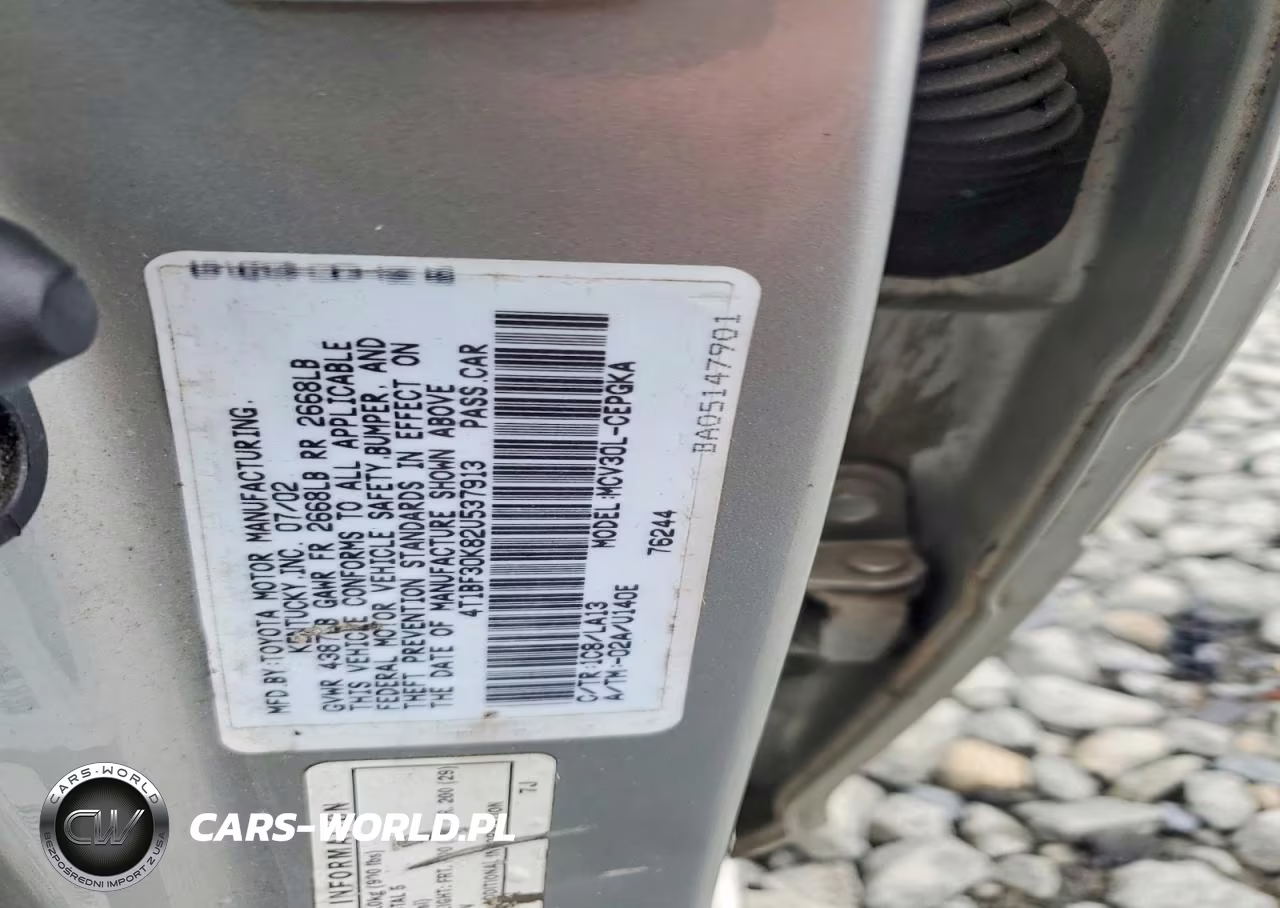 2002 Toyota Camry Xle V6 VIN:4T1BF30K82U537913 - 12