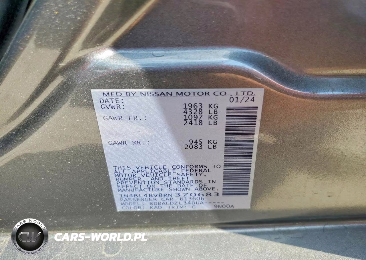 2024 Nissan Altima S VIN:1N4BL4BV8RN370683 - 13