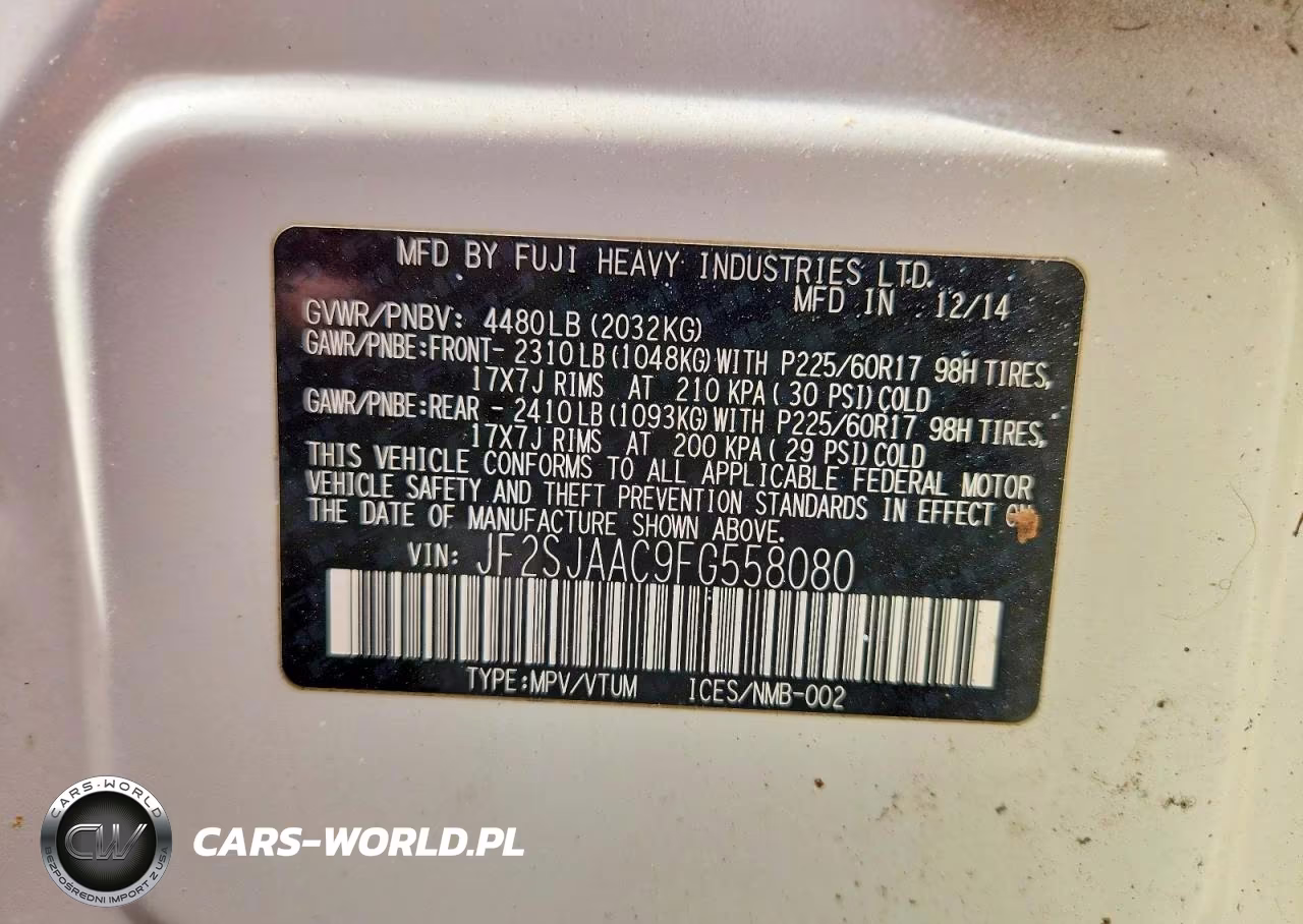 2015 Subaru Forester 2.5I VIN:JF2SJAAC9FG558080 - 13