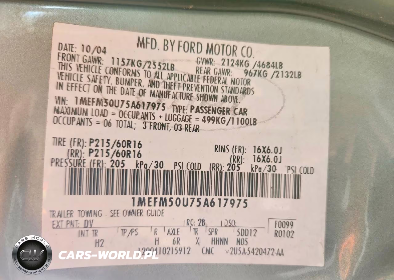 2005 Mercury Sable Gs VIN:1MEFM50U75A617975 - 12