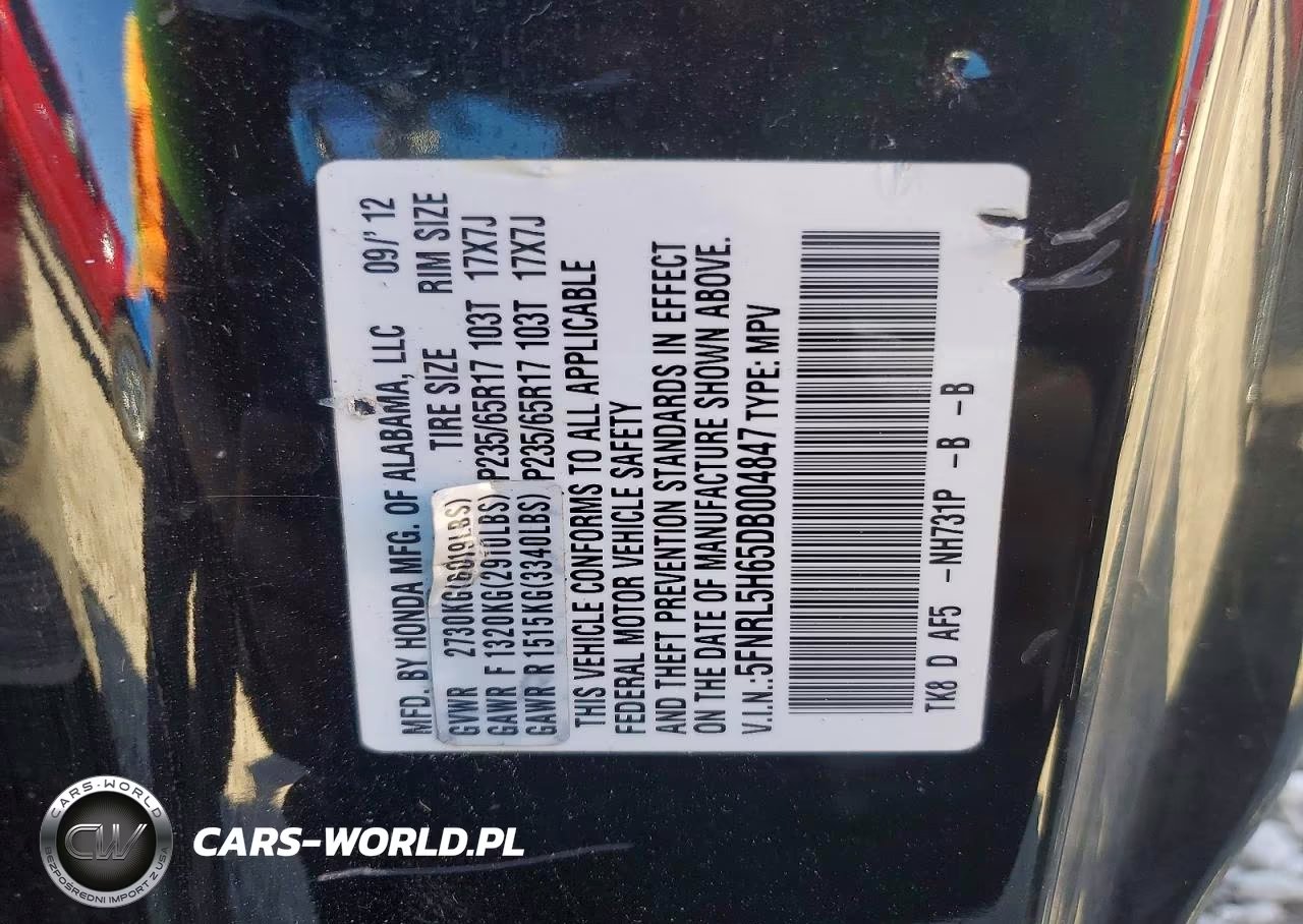 2013 Honda Odyssey Exl VIN:5FNRL5H65DB004847 - 13