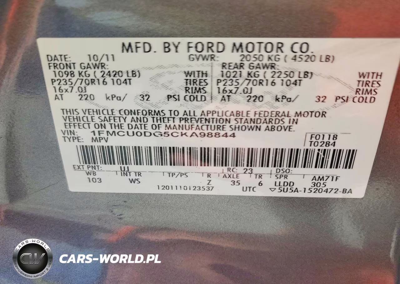 2012 Ford Escape Xlt VIN:1FMCU0DG5CKA98844 - 14