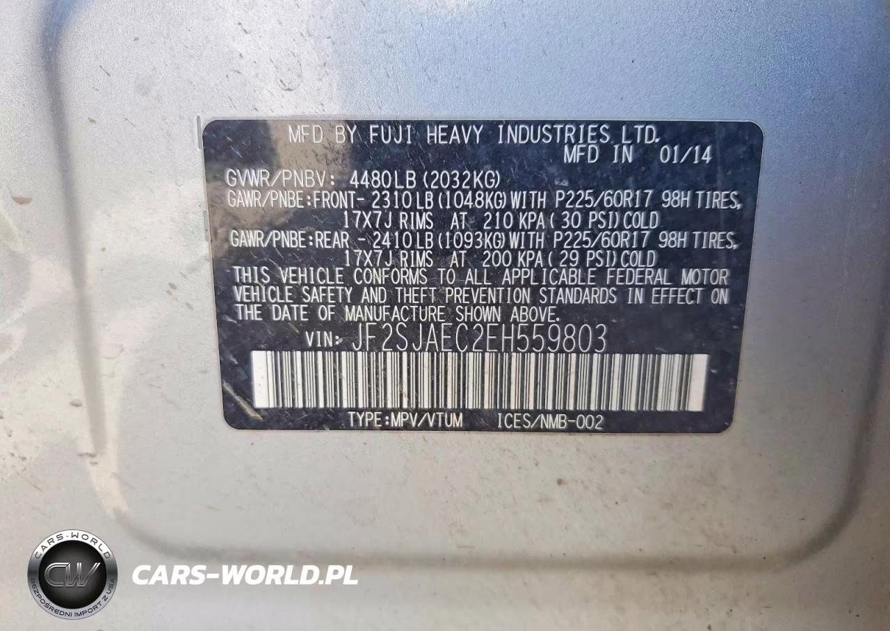 2014 Subaru Forester VIN:JF2SJAEC2EH559803 - 13