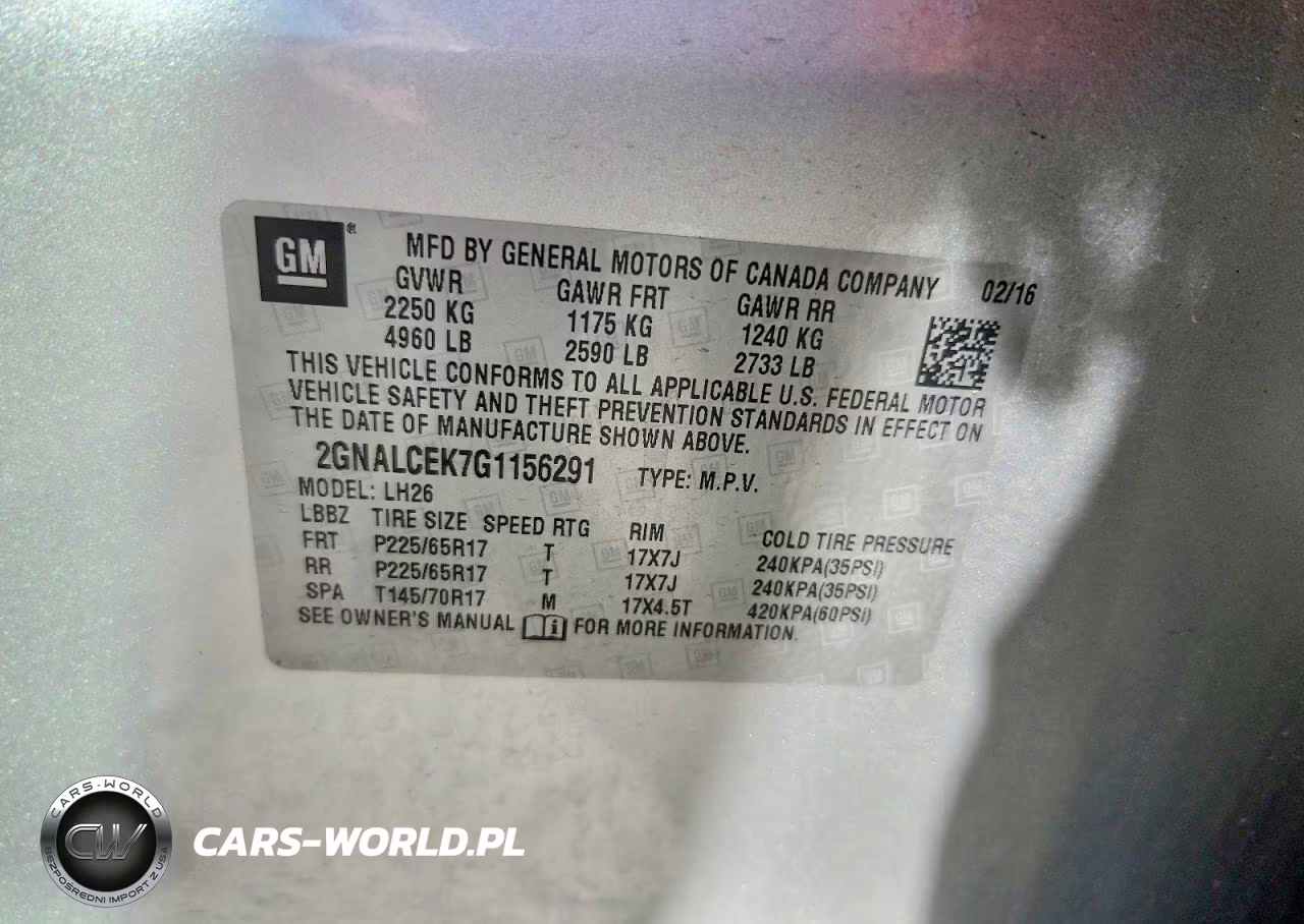 2016 Chevrolet Equinox Lt VIN:2GNALCEK7G1156291 - 13