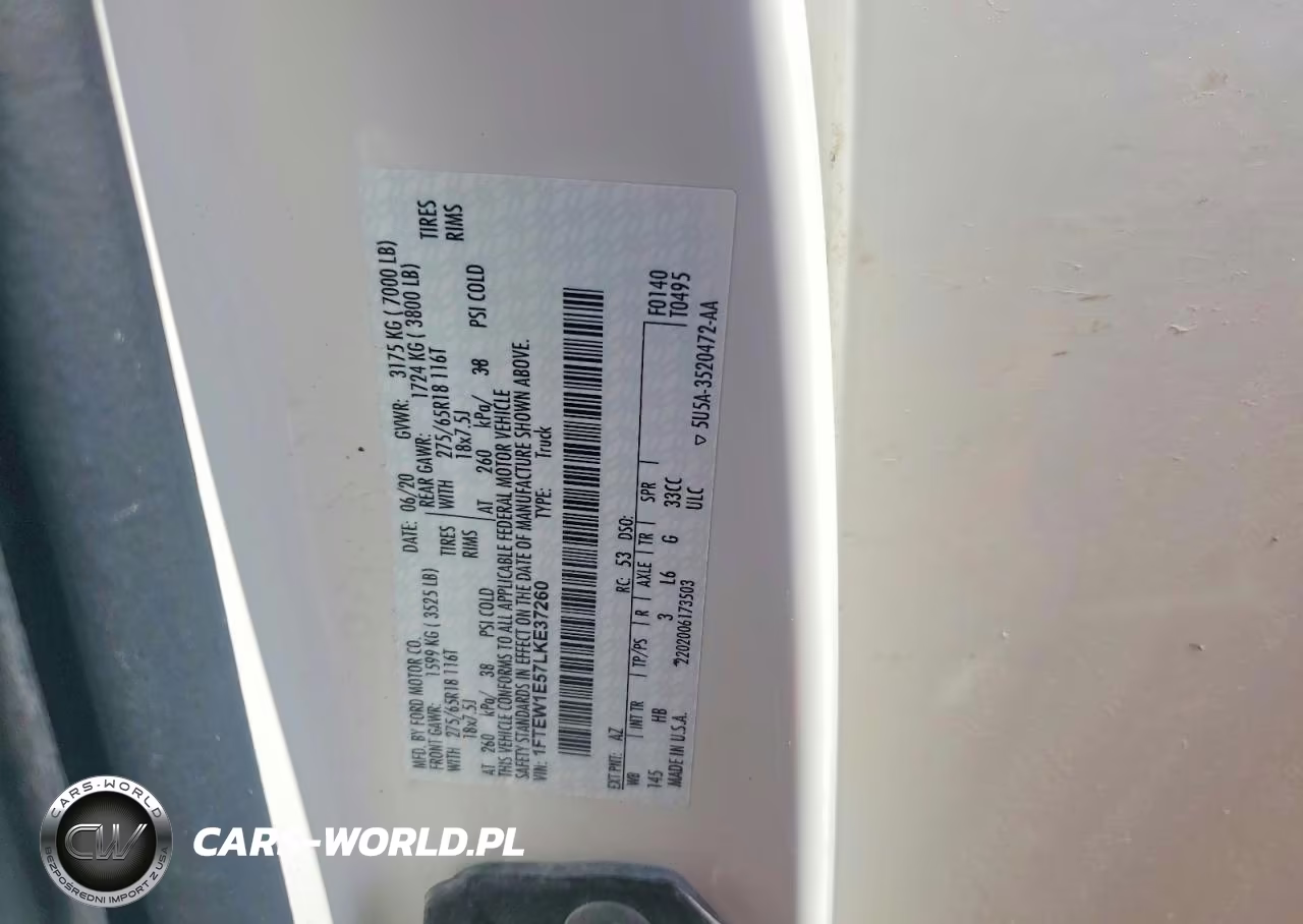 2020 Ford F150 Supercrew VIN:1FTEW1E57LKE37260 - 12