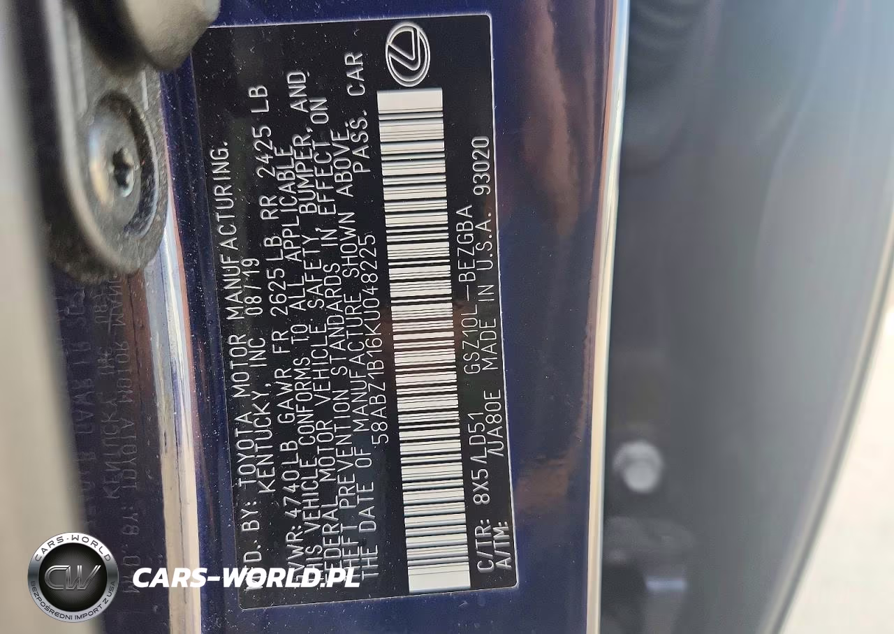 2019 Lexus Es 350 VIN:58ABZ1B16KU048225 - 13