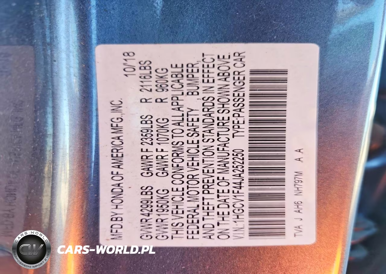 2018 Honda Accord Ex VIN:1HGCV1F44JA252250 - 12