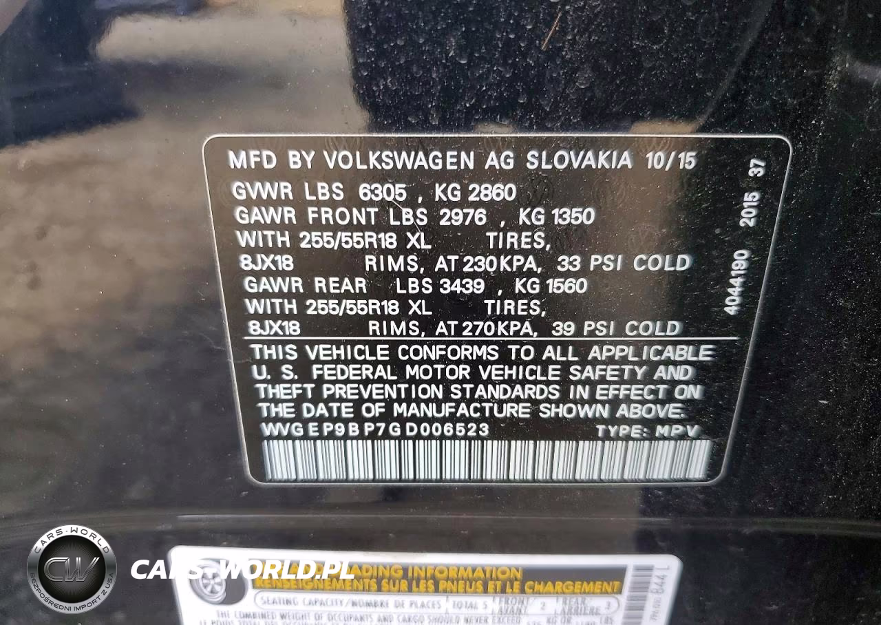 2016 Volkswagen Touareg Tdi VIN:WVGEP9BP7GD006523 - 13