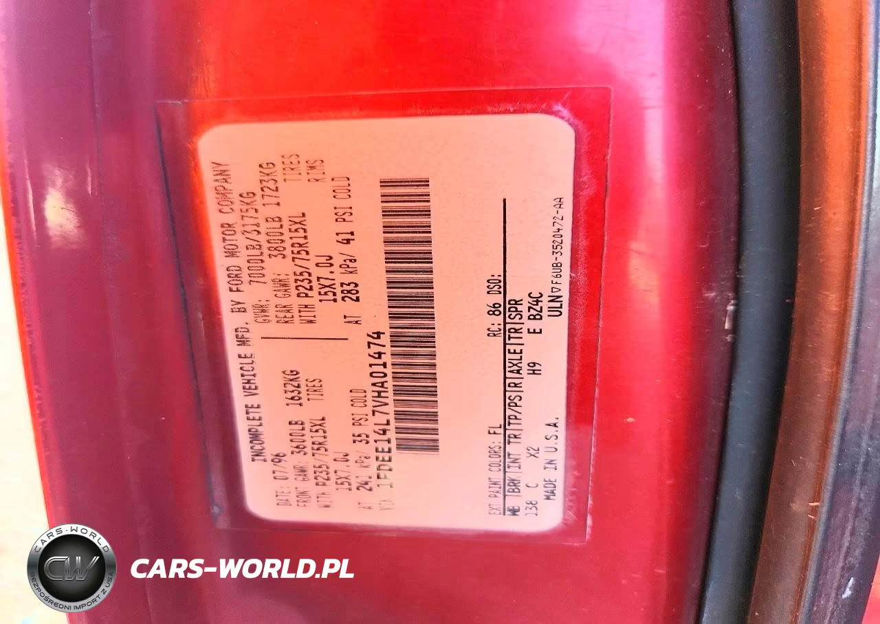 1997 Ford Econoline E150 Van VIN:1FDEE14L7VHA01474 - 13