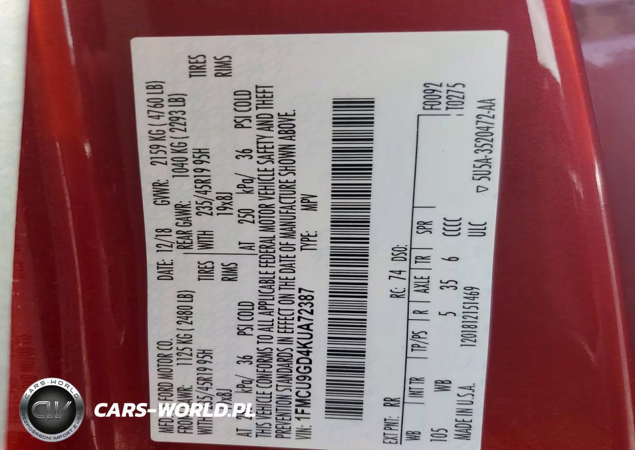 2019 Ford Escape Se VIN:1FMCU9GD4KUA72387 - 13