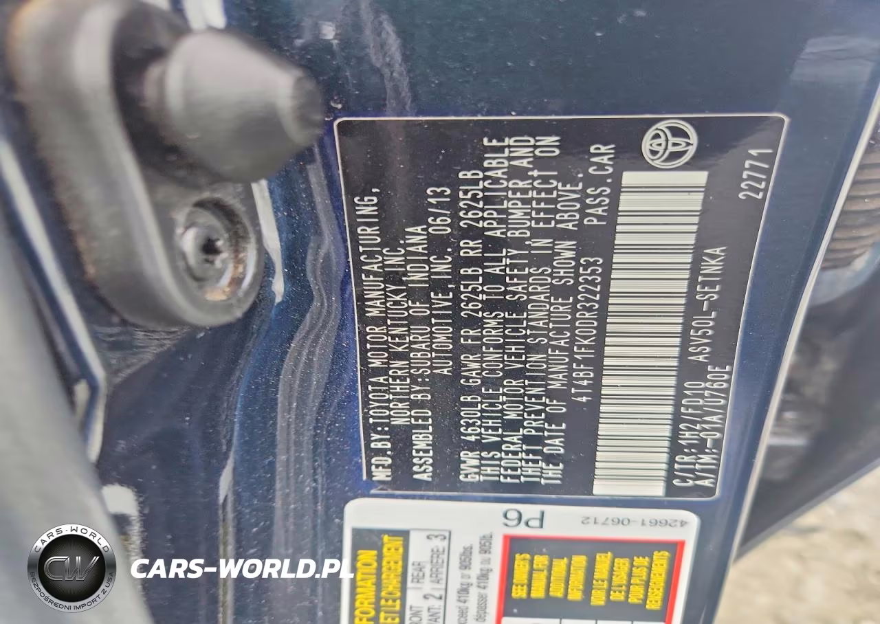 2013 Toyota Camry Le VIN:4T4BF1FK0DR322353 - 12