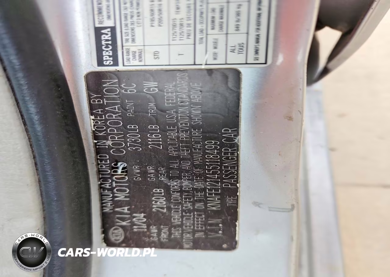 2005 Kia Spectra Lx-Ex-Sx VIN:KNAFE121455118499 - 12