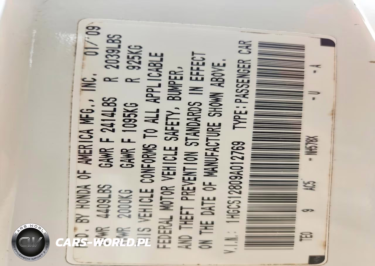 2009 Honda Accord Exl VIN:1HGCS12809A012769 - 12
