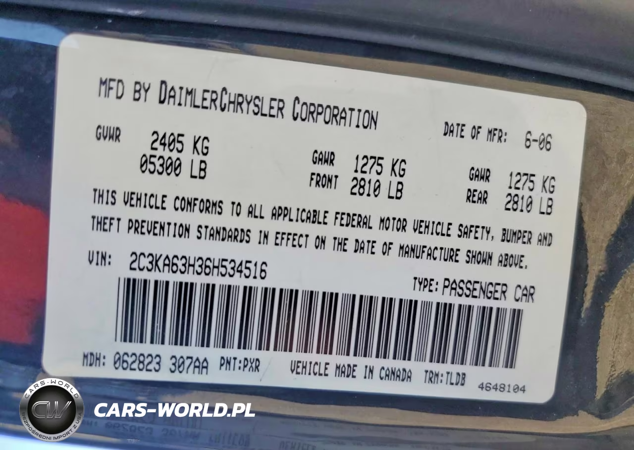 2006 Chrysler 300C VIN:2C3KA63H36H534516 - 12