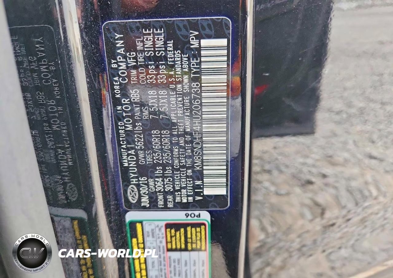 2017 Hyundai Santa Fe Se VIN:KM8SNDHF4HU206738 - 12