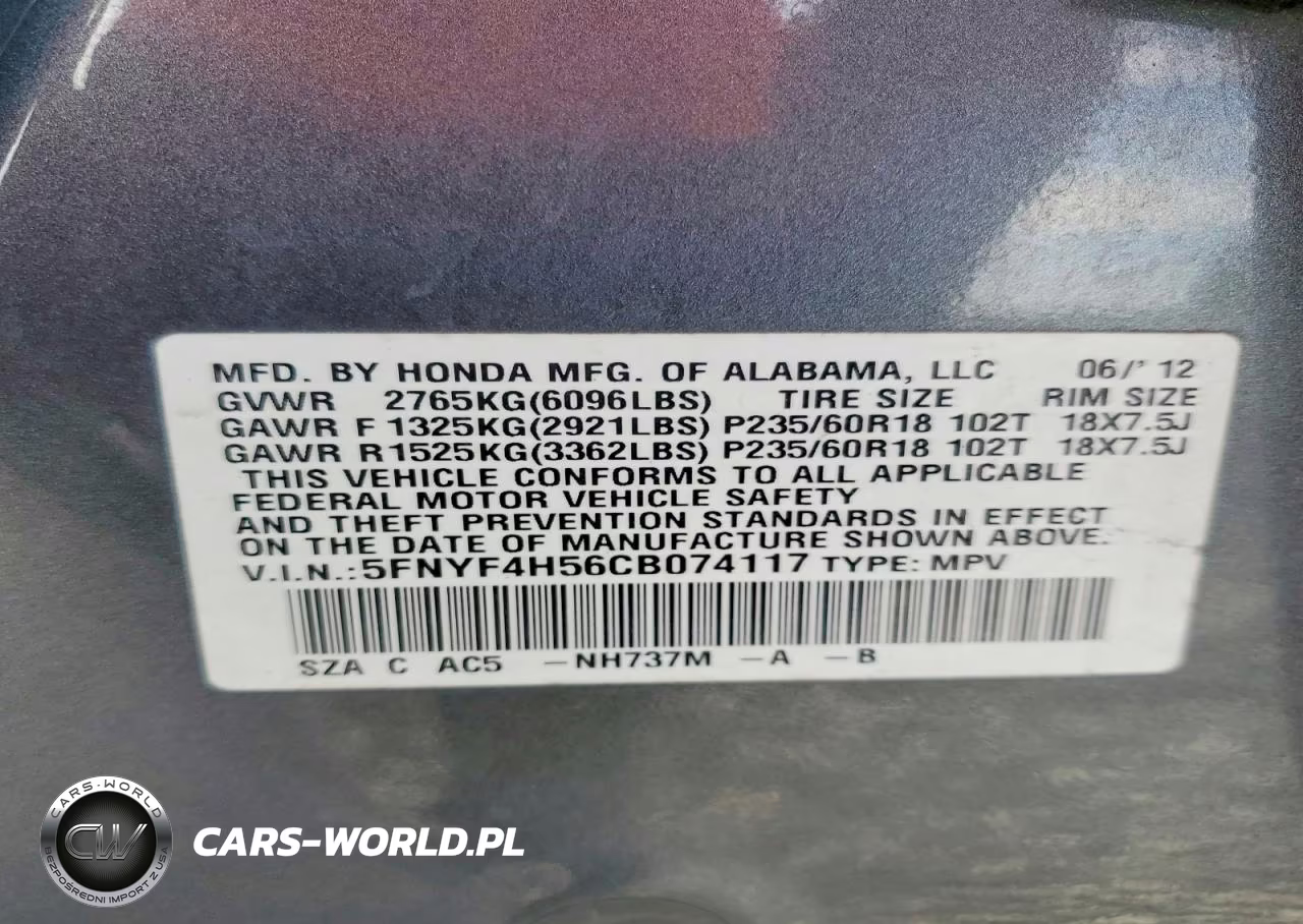 2012 Honda Pilot Exl VIN:5FNYF4H56CB074117 - 13