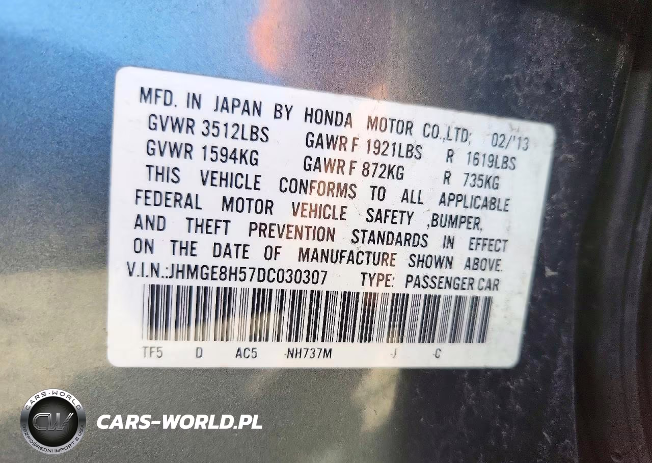2013 Honda Fit Sport VIN:JHMGE8H57DC030307 - 12