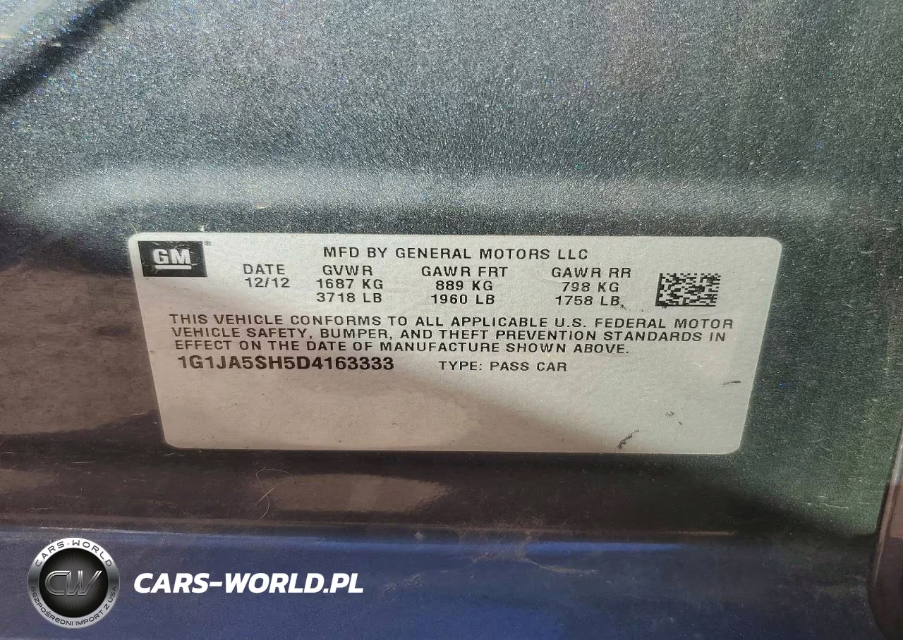 2013 Chevrolet Sonic Ls VIN:1G1JA5SH5D4163333 - 12