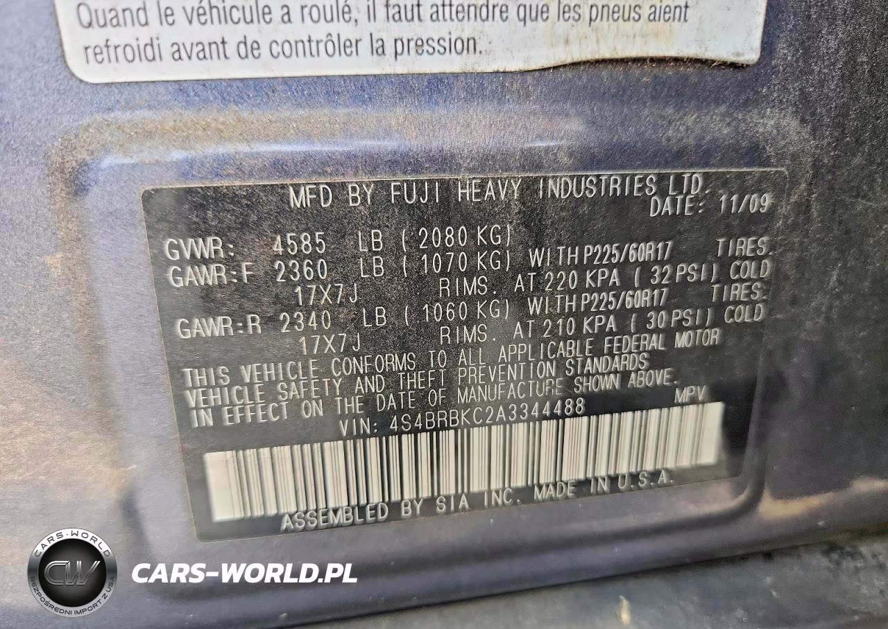2010 Subaru Outback 2.5I Limited VIN:4S4BRBKC2A3344488 - 13