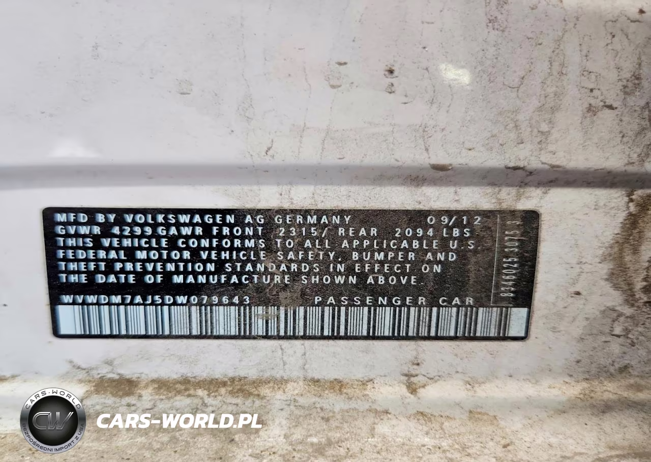 2013 Volkswagen Golf VIN:WVWDM7AJ5DW079643 - 12