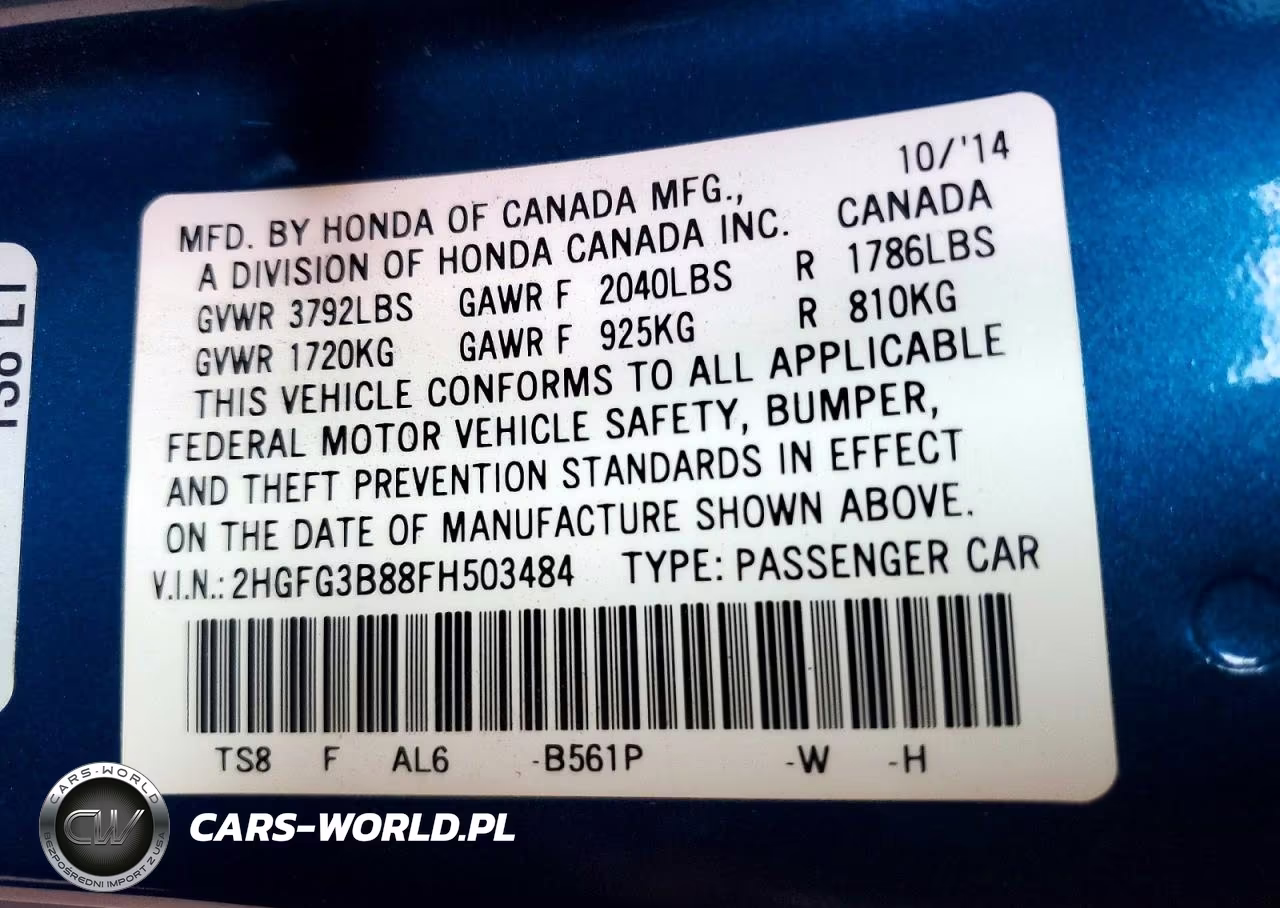 2015 Honda Civic Ex VIN:2HGFG3B88FH503484 - 13