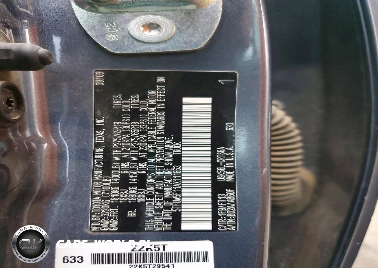 2010 Toyota Tundra Double Cab Sr5 VIN:5TFUW5F11AX111663 - 12