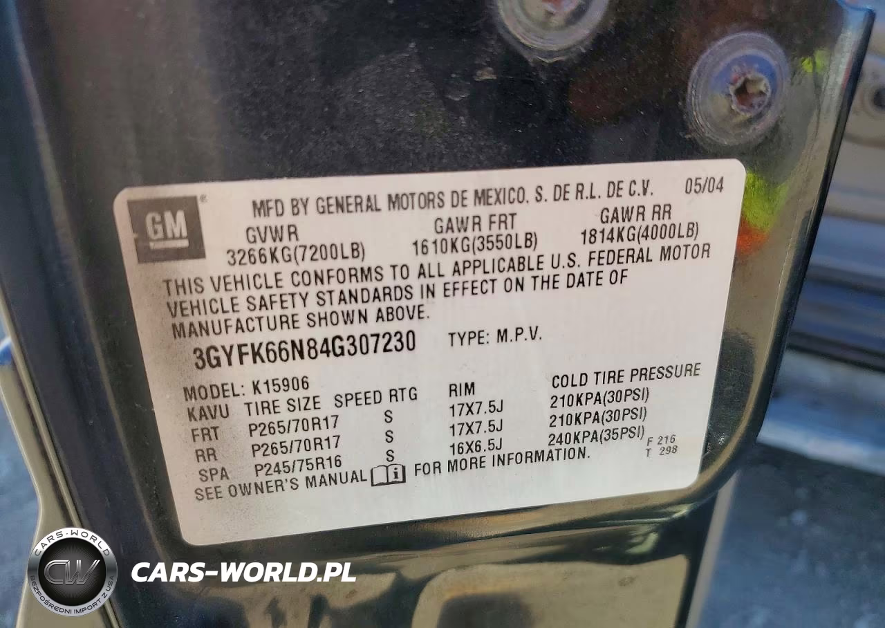 2004 Cadillac Escalade Esv VIN:3GYFK66N84G307230 - 13