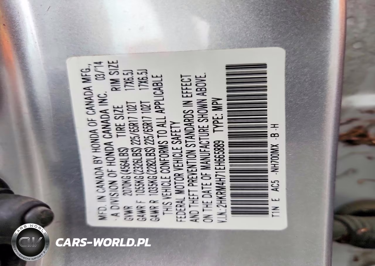 2014 Honda Cr-V Exl VIN:2HKRM4H71EH665889 - 13