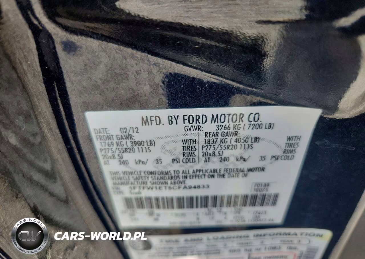 2012 Ford F150 Supercrew VIN:1FTFW1ET5CFA94833 - 12