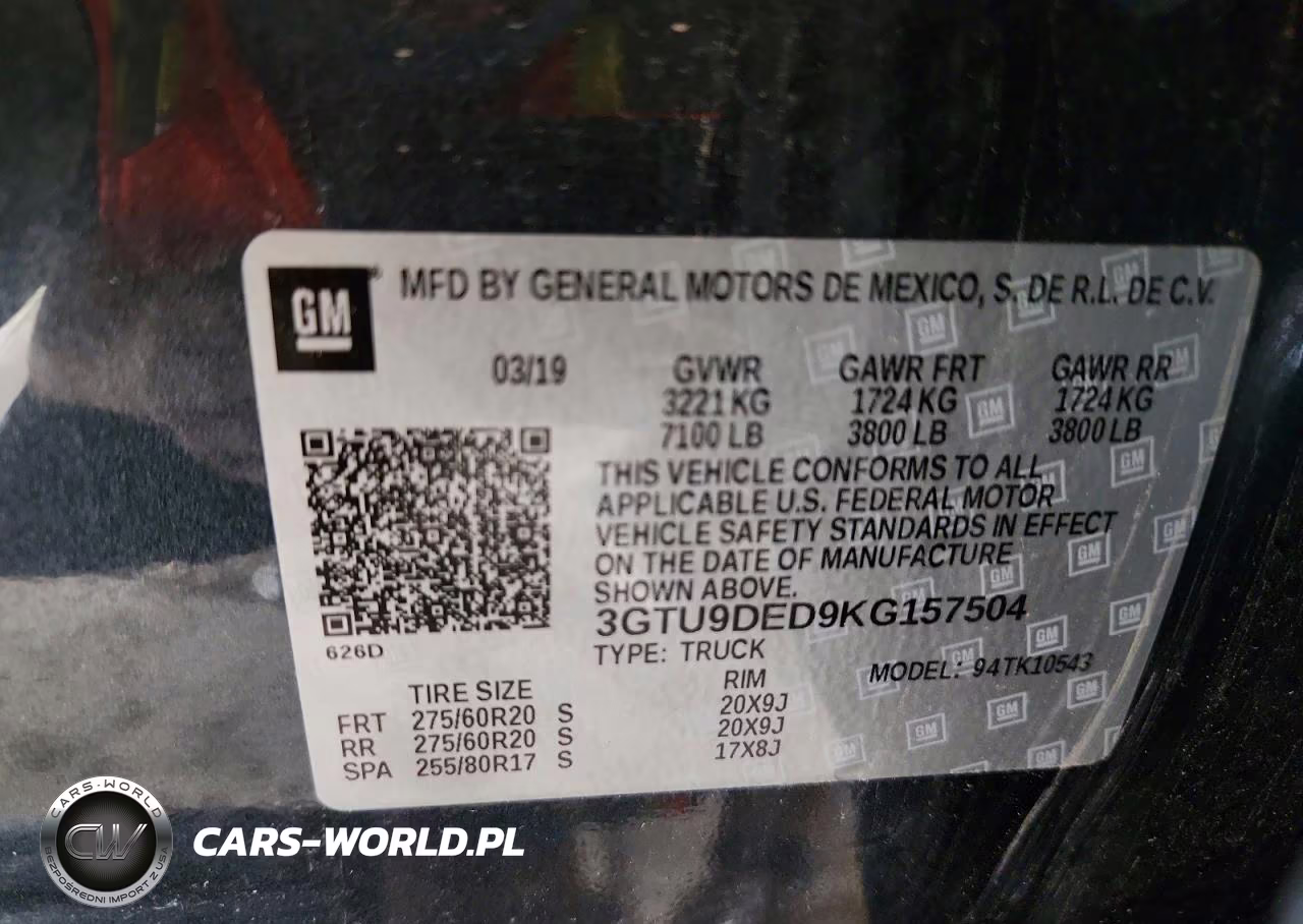 2019 GMC Sierra K1500 Slt VIN:3GTU9DED9KG157504 - 12