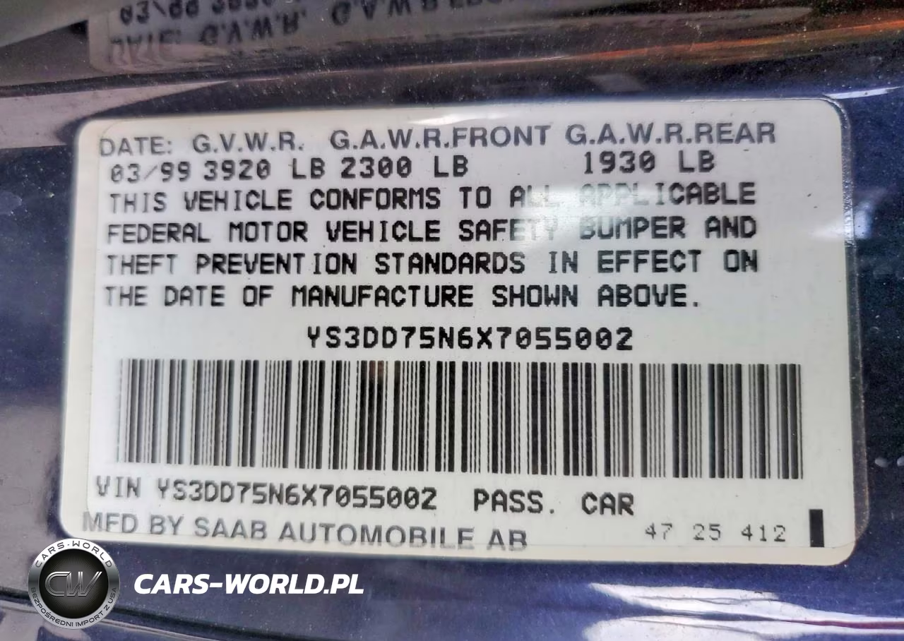 1999 Saab 9-3 S VIN:YS3DD75N6X7055002 - 12