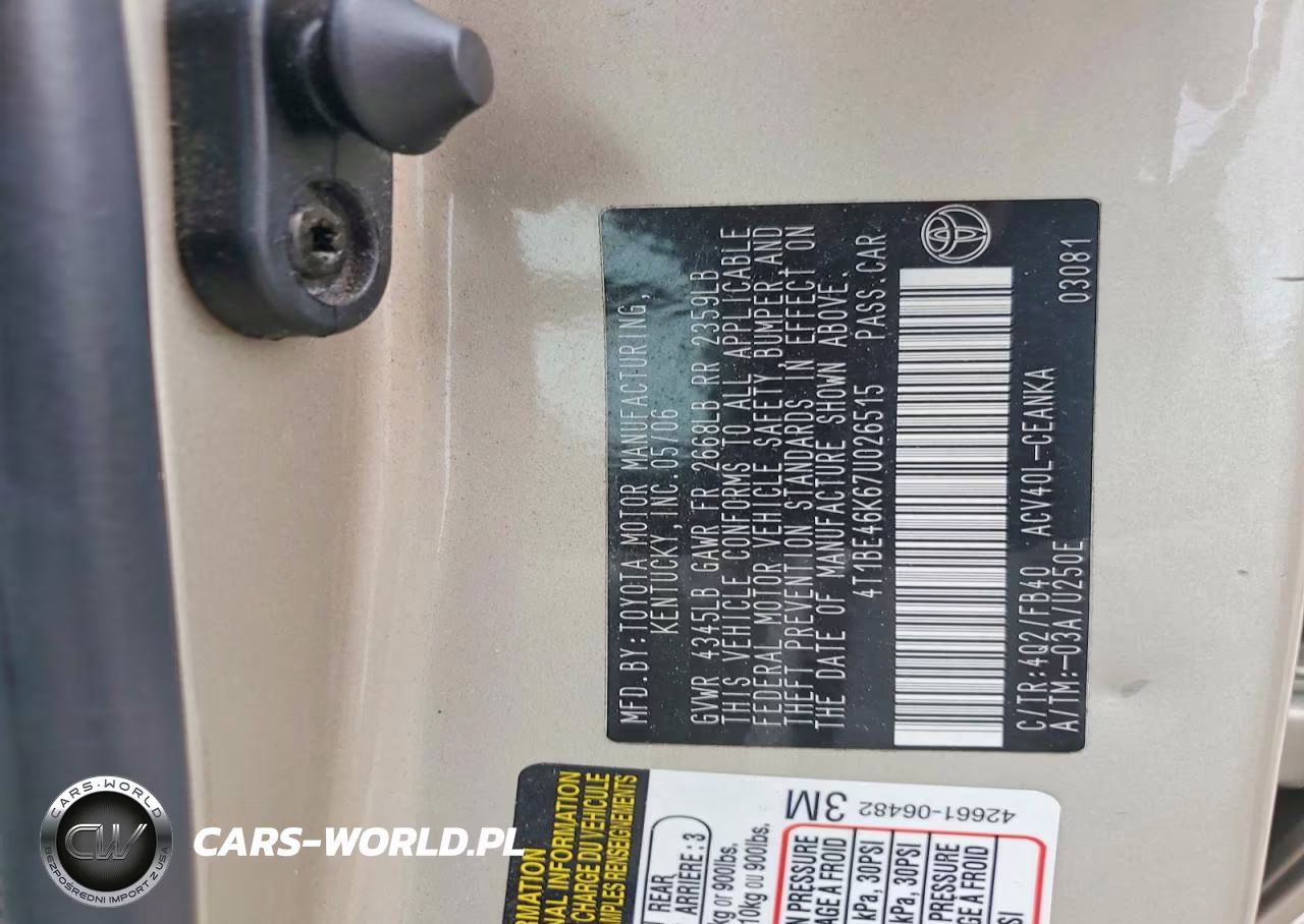 2007 Toyota Camry Le VIN:4T1BE46K67U026515 - 12