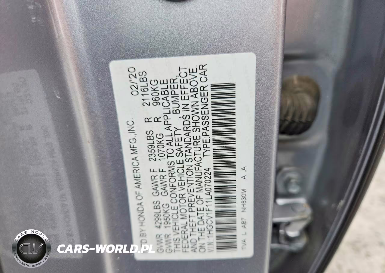 2020 Honda Accord Lx VIN:1HGCV1F11LA070224 - 12
