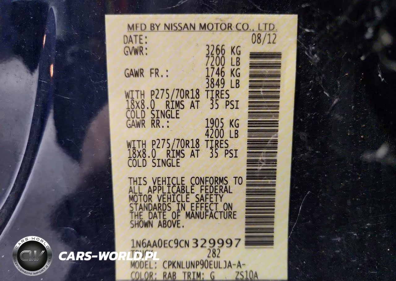 2012 Nissan Titan Sv VIN:1N6AA0EC9CN329997 - 12