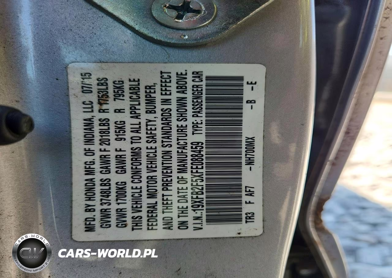2015 Honda Civic Lx VIN:19XFB2F5XFE088459 - 12