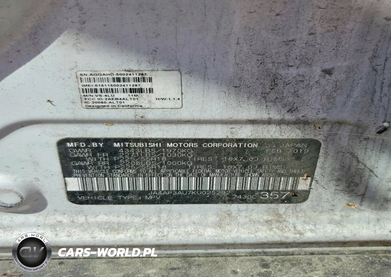 2019 Mitsubishi Outlander Sport Es VIN:JA4AP3AU7KU025292 - 13