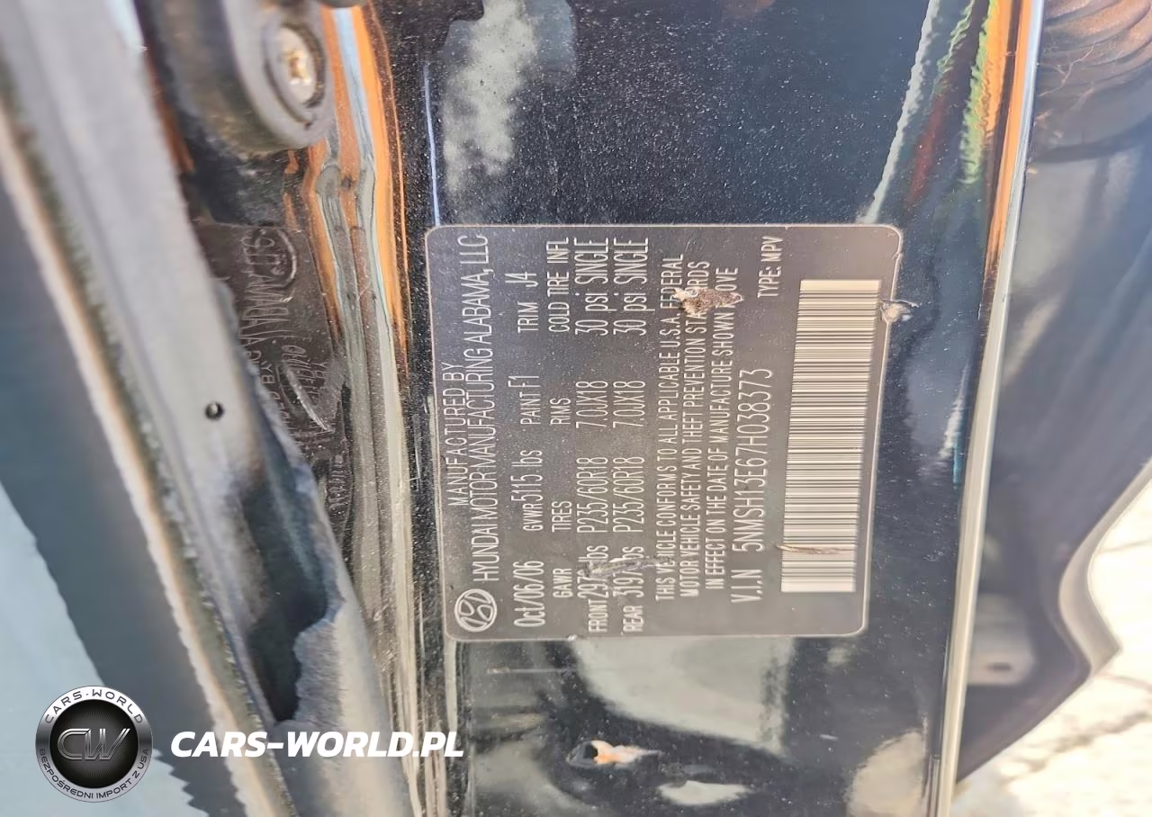 2007 Hyundai Santa Fe Se VIN:5NMSH13E67H038373 - 12