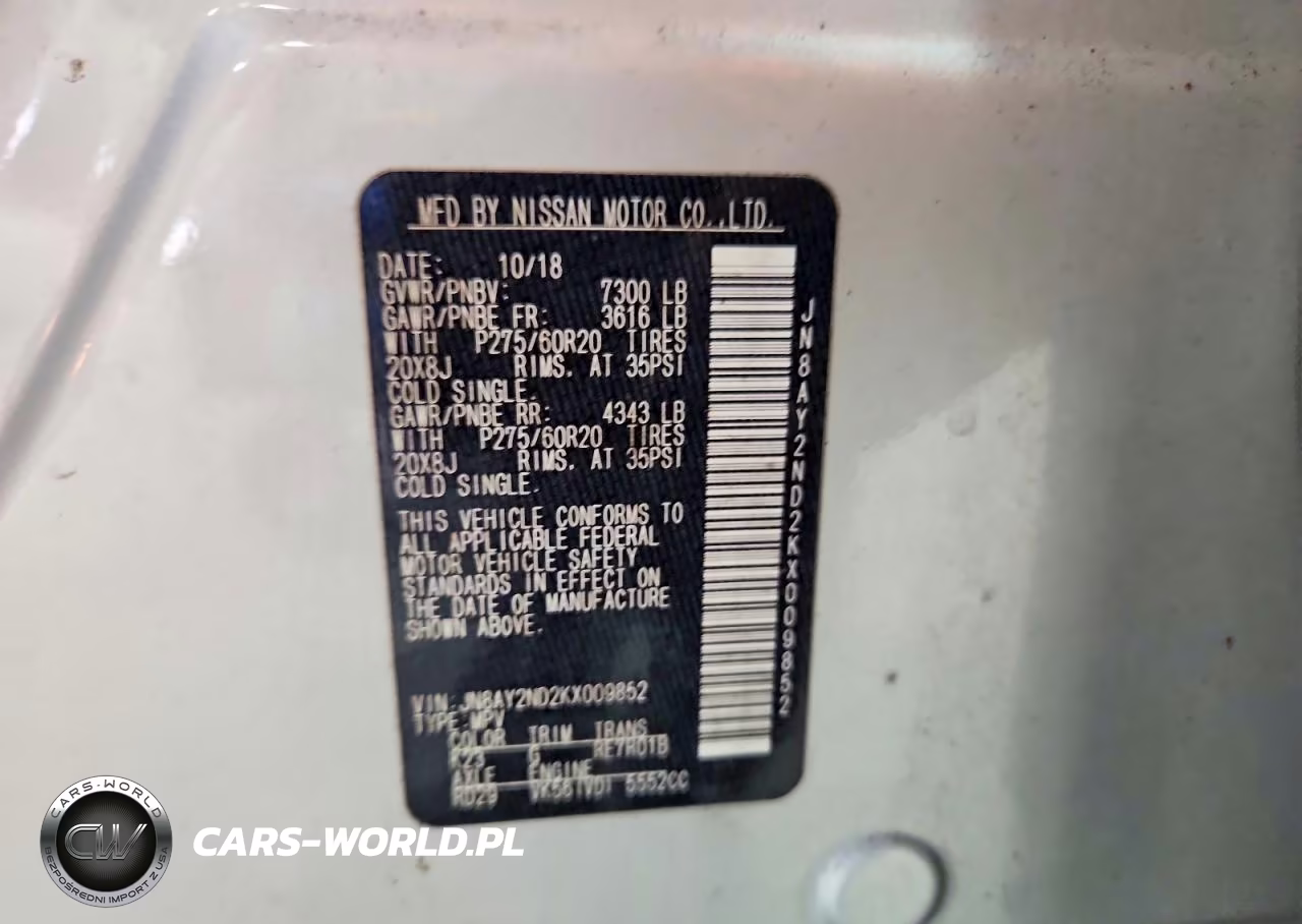 2019 Nissan Armada Sl VIN:JN8AY2ND2KX009852 - 12